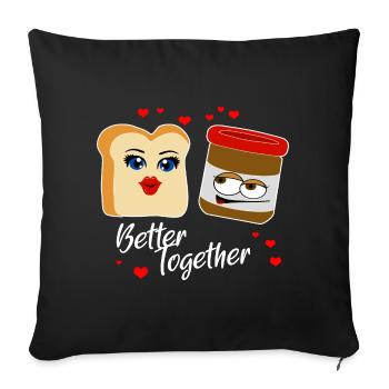 Toast et crème au chocolat - Mieux ensemble - Love - Housse de coussin décorative 45 x 45 cm - noir - Devant