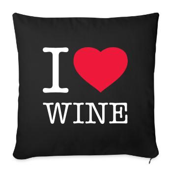 I LOVE WINE Wein - Sofa pillowcase 17,3'' x 17,3'' (45 x 45 cm) - black - Front