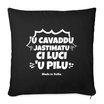 Sicily t shirt Sicilian proverb cavaddu pilu - Sofa pillowcase 17,3'' x 17,3'' (45 x 45 cm) - black - Front