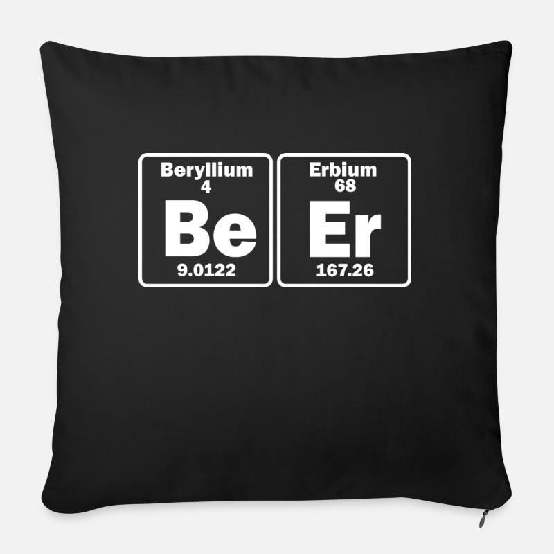 Élément de la bière Nerdy Science tableau périodique Geek - Housse de coussin décorative 45 x 45 cm - noir
