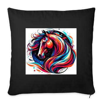 Cheval - Housse de coussin décorative 45 x 45 cm - noir - Devant