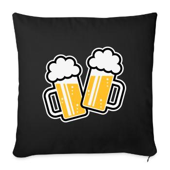 2 chopes de bière toast, à votre santé ! (Chopes à bière 3C) - Housse de coussin décorative 45 x 45 cm - noir - Devant