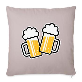 2 chopes de bière toast, à votre santé ! (Chopes à bière 3C) - Housse de coussin décorative 45 x 45 cm - taupe clair - Devant