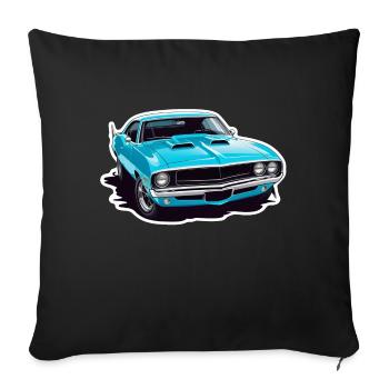 voiture vintage couché de soleil - Housse de coussin décorative 45 x 45 cm - noir - Devant