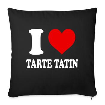 J’aime Tarte Tatin Coeur Drôle Drôle Spirituel - Housse de coussin décorative 45 x 45 cm - noir - Devant