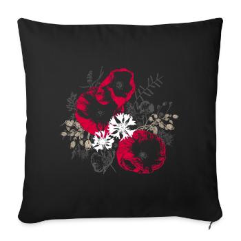 Poppies Cornflowers Wildflowers - Sofa pillowcase 17,3'' x 17,3'' (45 x 45 cm) - black - Front