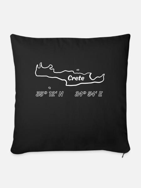 Kreta Koordinaten Urlaubsmotiv - Sofakissenbezug 45 x 45 cm - Schwarz