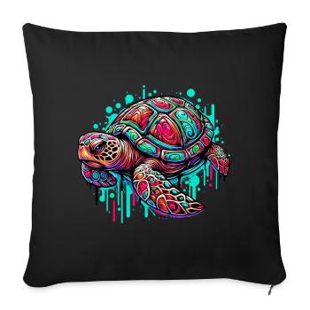 Turtle - Sofa pillowcase 17,3'' x 17,3'' (45 x 45 cm) - black - Front