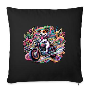 Biker puppy: On tour through the land of flowers - Sofa pillowcase 17,3'' x 17,3'' (45 x 45 cm) - black - Front