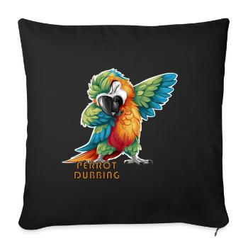 Perrot synchronisiert Gefiederte Scherben Der tropische Papagei - Sofakissenbezug 45 x 45 cm - Schwarz - Vorne
