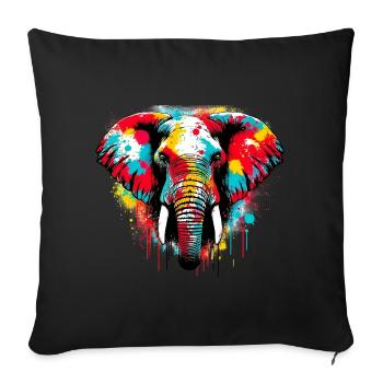 Éléphant - Housse de coussin décorative 45 x 45 cm - noir - Devant