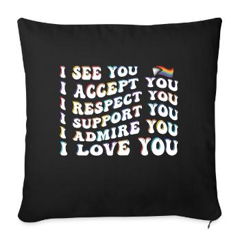 Proud Ally: I Accept, Respect, Support, Admire, - Sofa pillowcase 17,3'' x 17,3'' (45 x 45 cm) - black - Front