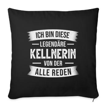 Kellnerin Gastronomie Servicekraft Bedienung - Sofakissenbezug 45 x 45 cm - Schwarz - Vorne