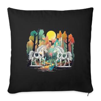 Habitants de la forêt Licornes Licornes Créatures mythiques - Housse de coussin décorative 45 x 45 cm - noir - Devant