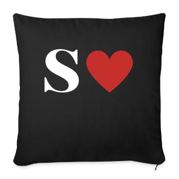 Lettre s cœur rouge - Housse de coussin décorative 45 x 45 cm - noir - Devant