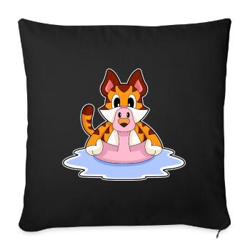 Flamant rose tigré - Housse de coussin décorative 45 x 45 cm - noir - Devant