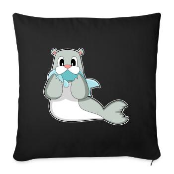 Seal Fish - Sofa pillowcase 17,3'' x 17,3'' (45 x 45 cm) - black - Front
