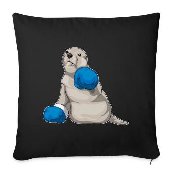 Seal Boxer Boxing Gloves Boxing - Sofa pillowcase 17,3'' x 17,3'' (45 x 45 cm) - black - Front