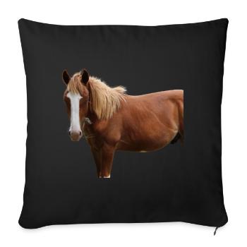 Pferde T-shirt Geschenk Reiter  - Sofakissenbezug 45 x 45 cm - Schwarz - Vorne