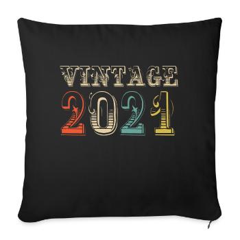 Vintage 2021 - 3 rd birthday - 3 years old - Sofa pillowcase 17,3'' x 17,3'' (45 x 45 cm) - black - Front