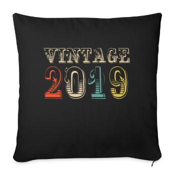 Vintage 2019 - 5th birthday - 5 years - Sofa pillowcase 17,3'' x 17,3'' (45 x 45 cm) - black - Front