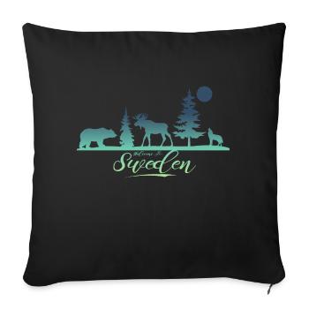 Suède Suède Viking Nordique Scandinavie Solstice d’été - Housse de coussin décorative 45 x 45 cm - noir - Devant