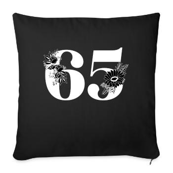 Number 65 Black Floral - 65th Floral Birthday - Sofa pillowcase 17,3'' x 17,3'' (45 x 45 cm) - black - Front