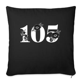 Numéro 105 floral noir - 105e anniversaire floral - Housse de coussin décorative 45 x 45 cm - noir - Devant
