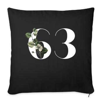 Nummer 63 Blumengrün - 63. Blumengeburtstag - Sofakissenbezug 45 x 45 cm - Schwarz - Vorne