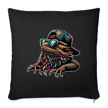 Bartagame Bartagamen Bearded Dragon - Sofa pillowcase 17,3'' x 17,3'' (45 x 45 cm) - black - Front