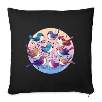 Birds sing on sheet music - Sofa pillowcase 17,3'' x 17,3'' (45 x 45 cm) - black - Front