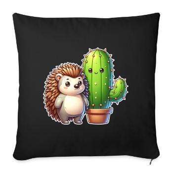 Cactus hérisson - Housse de coussin décorative 45 x 45 cm - noir - Devant