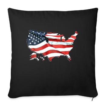 United States | Real Flag | Flag Map - Sofa pillowcase 17,3'' x 17,3'' (45 x 45 cm) - black - Front