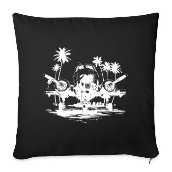 Dessin d’avion - Housse de coussin décorative 45 x 45 cm - noir - Devant