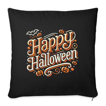 Lettrage ludique « Happy Halloween » classique - Housse de coussin décorative 45 x 45 cm - noir - Devant