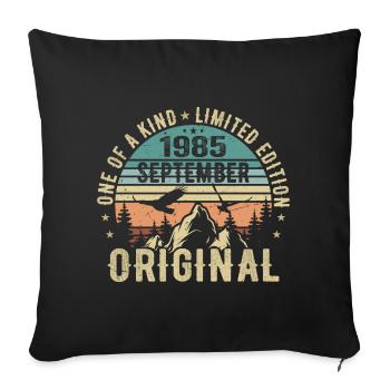 September 1985 Birthday - Legend since September - Sofa pillowcase 17,3'' x 17,3'' (45 x 45 cm) - black - Front