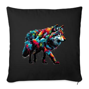 Wolf - Sofa pillowcase 17,3'' x 17,3'' (45 x 45 cm) - black - Front