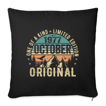 October 1977 Birthday Gift - October 1977 - Sofa pillowcase 17,3'' x 17,3'' (45 x 45 cm) - black - Front