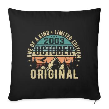 Oktober 2003 Geburtstagsgeschenk - Oktober 2003 - Sofakissenbezug 45 x 45 cm - Schwarz - Vorne