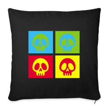 Pop-Art-Manga-Totenkopf - Sofakissenbezug 45 x 45 cm - Schwarz - Vorne