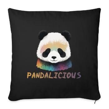 Panda Bear Love Love Kids Pandalicious - Sofa pillowcase 17,3'' x 17,3'' (45 x 45 cm) - black - Front
