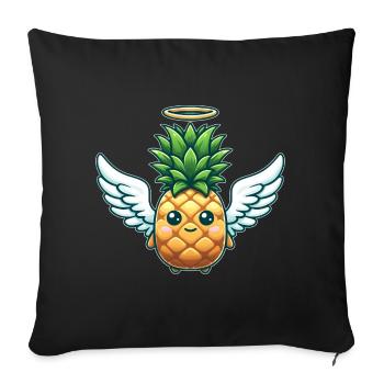 Engel Ananas mit Flügeln Fruchtig - Sofakissenbezug 45 x 45 cm - Schwarz - Vorne