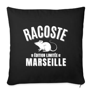 Marseille, Marseillais, Marseille humour - Housse de coussin décorative 45 x 45 cm - noir - Devant