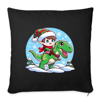 Elf and T rex - Sofa pillowcase 17,3'' x 17,3'' (45 x 45 cm) - black - Front
