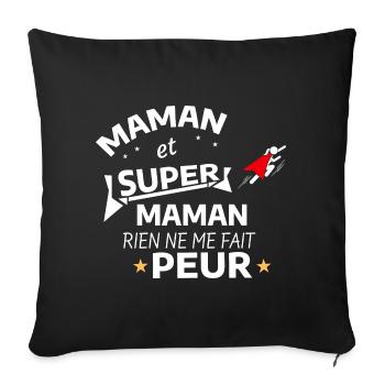 Maman Super Héroïne Édition  - Housse de coussin décorative 45 x 45 cm - noir - Devant