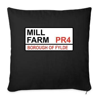 Wesham, Fylde Mill Farm Iconic Street Sign - Sofa pillowcase 17,3'' x 17,3'' (45 x 45 cm) - black - Front