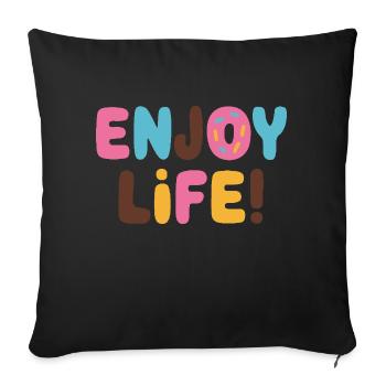 PROFITEZ DE LA VIE AVEC DES BEIGNETS - Housse de coussin décorative 45 x 45 cm - noir - Devant