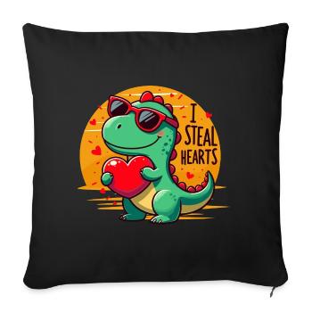 Valentine's Day Valentine Dinosaur Heart In Love - Sofa pillowcase 17,3'' x 17,3'' (45 x 45 cm) - black - Front
