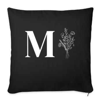Lette m fleurs minimalistes - Housse de coussin décorative 45 x 45 cm - noir - Devant