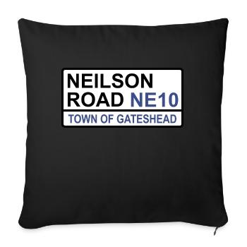 Gateshead Neilson Road Iconic Street Sign - Sofa pillowcase 17,3'' x 17,3'' (45 x 45 cm) - black - Front